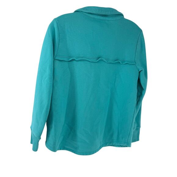 Soft Surroundings Sweatshirt Top Adalyn Pullover XS Turquoise Collared V Neck - Picture 10 of 10
